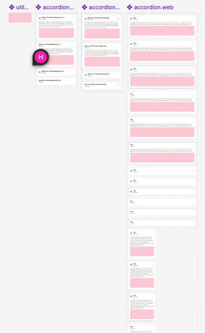 Accordion variants for web, iOS and Android